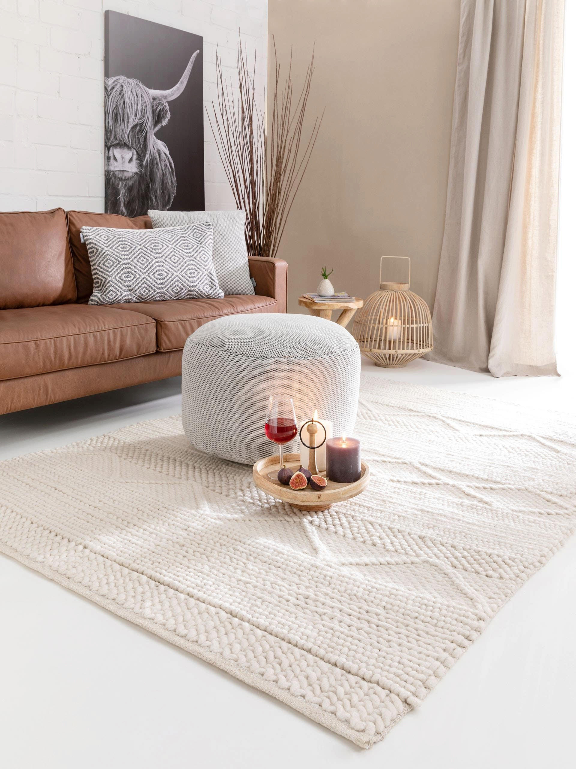 WOLLTEPPICH Alva Cream 200x300 cm - Creme, Textil (200/300cm) - benuta Pure