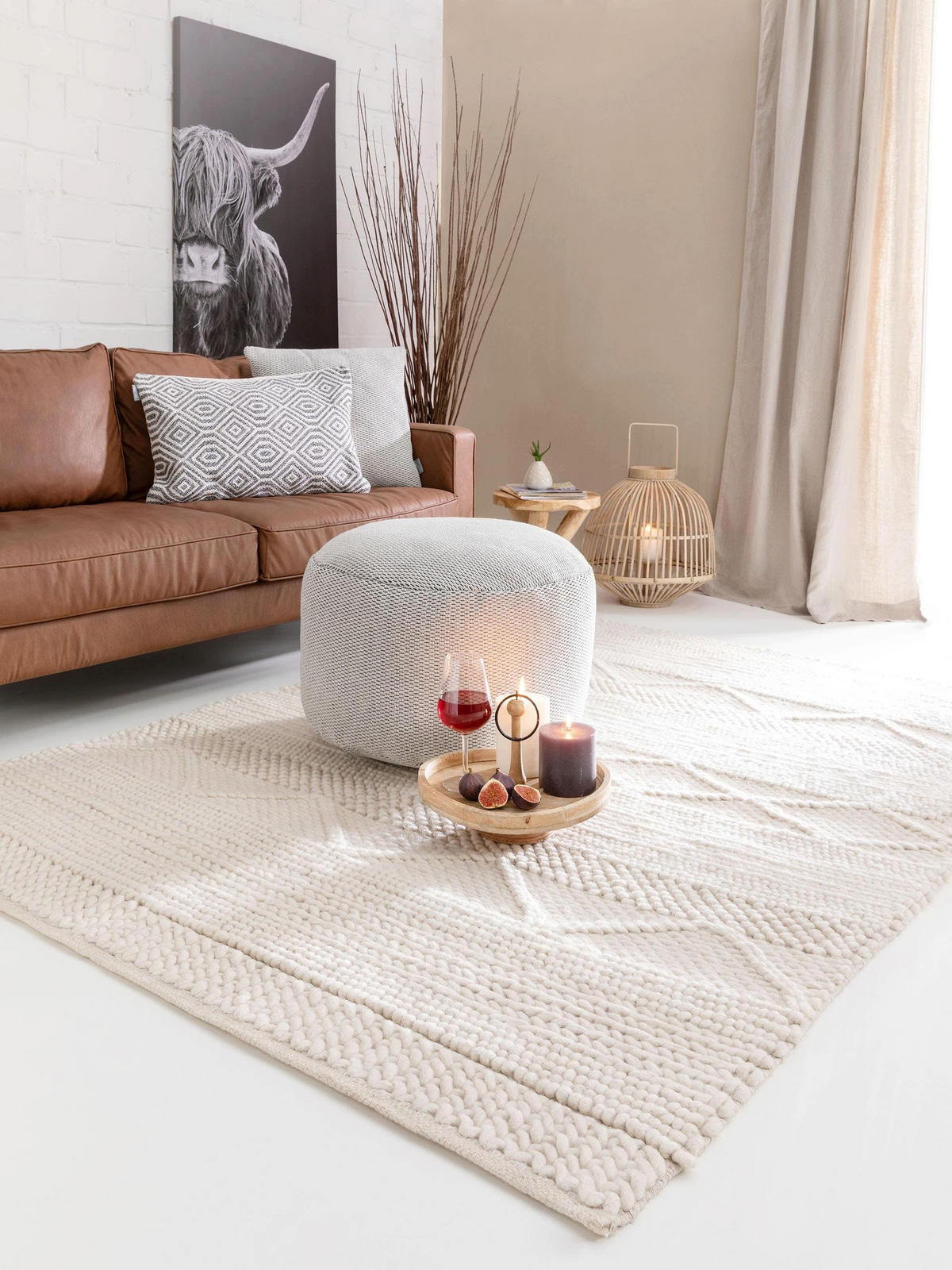 WOLLTEPPICH Alva Cream 200x300 cm - Creme, Textil (200/300cm) - benuta Pure