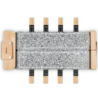 RACLETTE-GERÄT WOD362, Grau, Holzausführung, Doppelsteinpalette, 8 Pfannen und 8 Pfannenwender aus Holz - Zirbelkieferfarben, Holz (22/13/54.8cm) - HKoenig