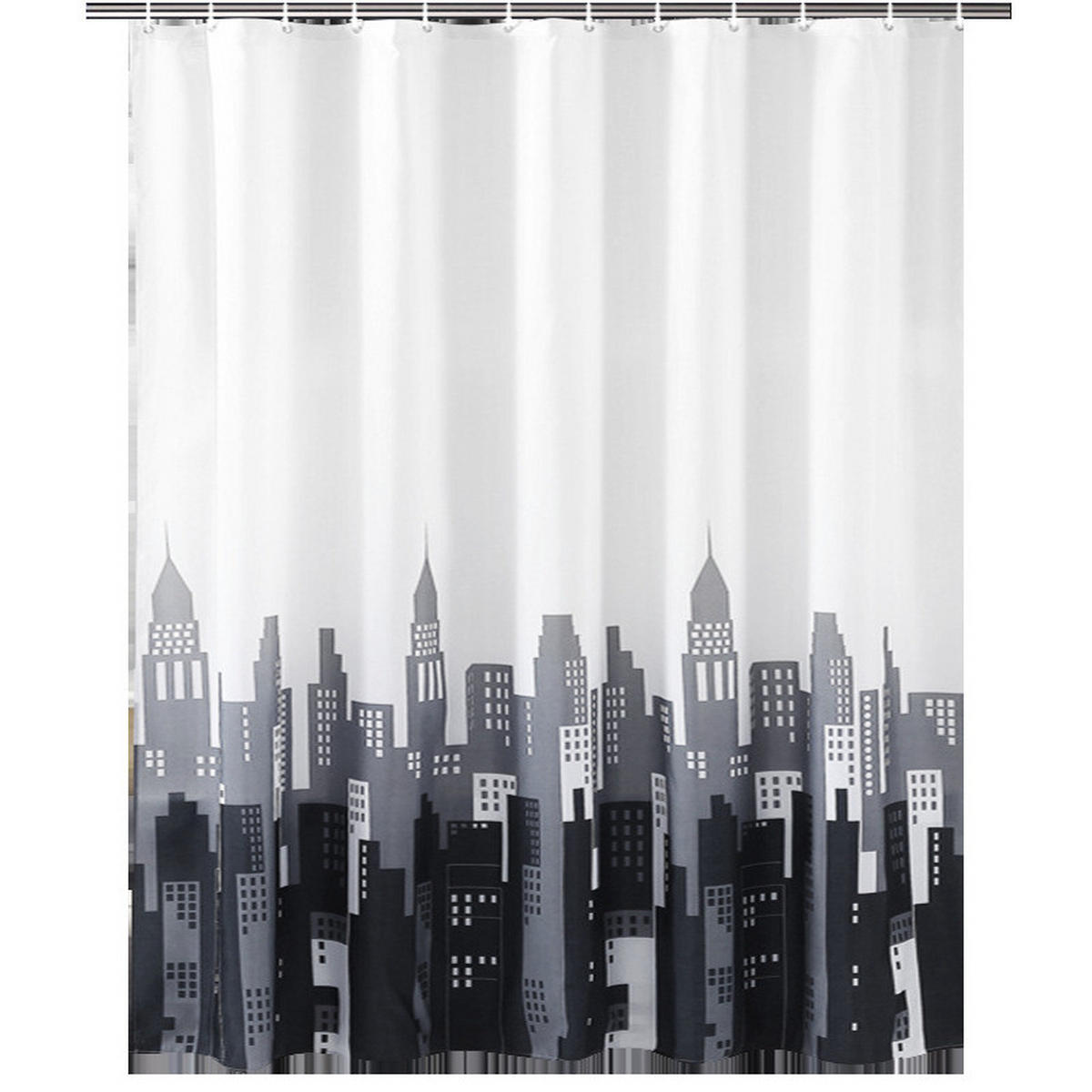 DUSCHVORHANG 180 x 200 cm Polyester halbdurchsichtig schnell trocknend wasserdicht maschinenwaschbar Badezimmer mit 12 Clips - Weiß, Textil (180/200cm) - MCBOSON