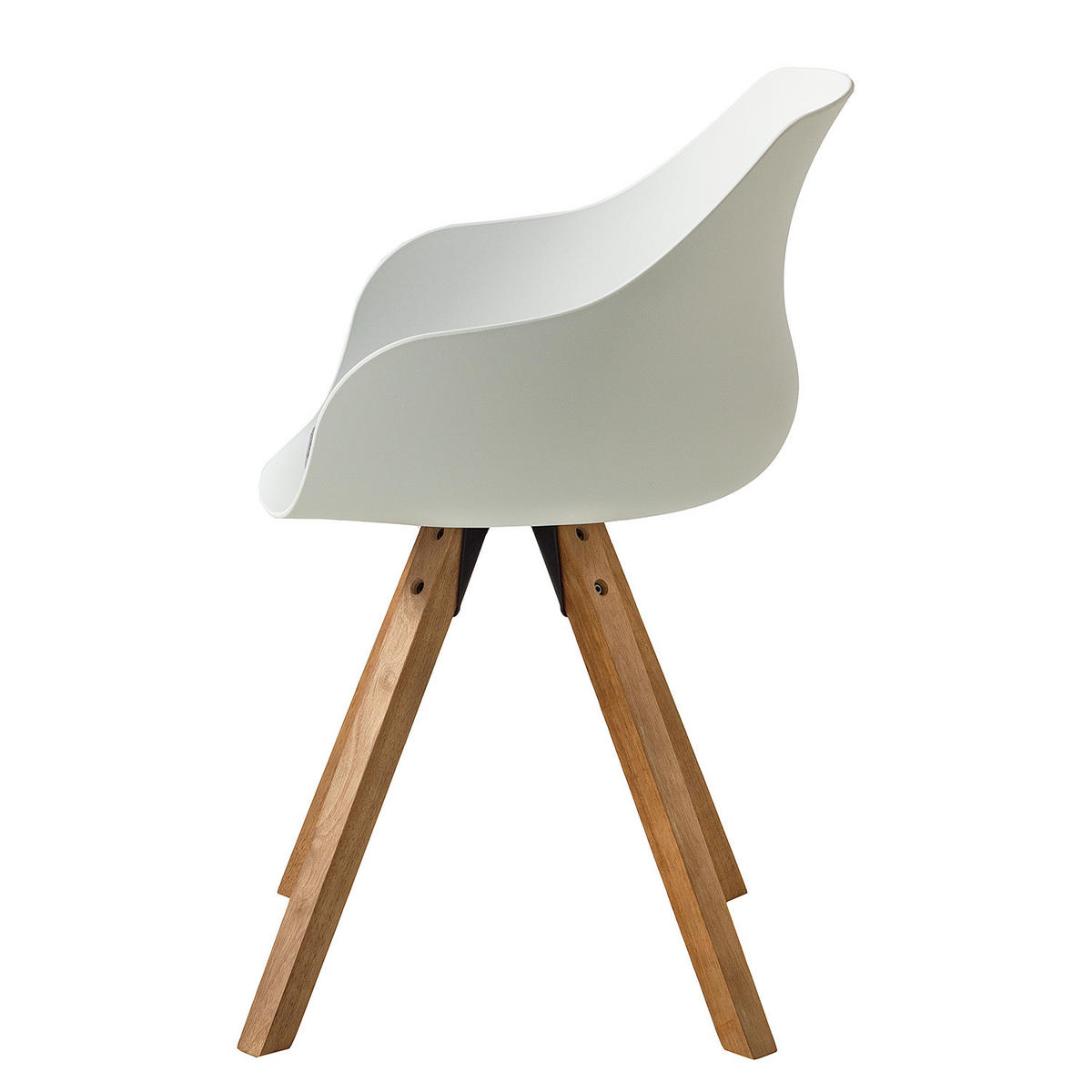 ARMLEHNENSTUHL-SET - Kunststoff / Gummibaum massiv - Weiß, Holz/Kunststoff (57/81/53cm) - home24