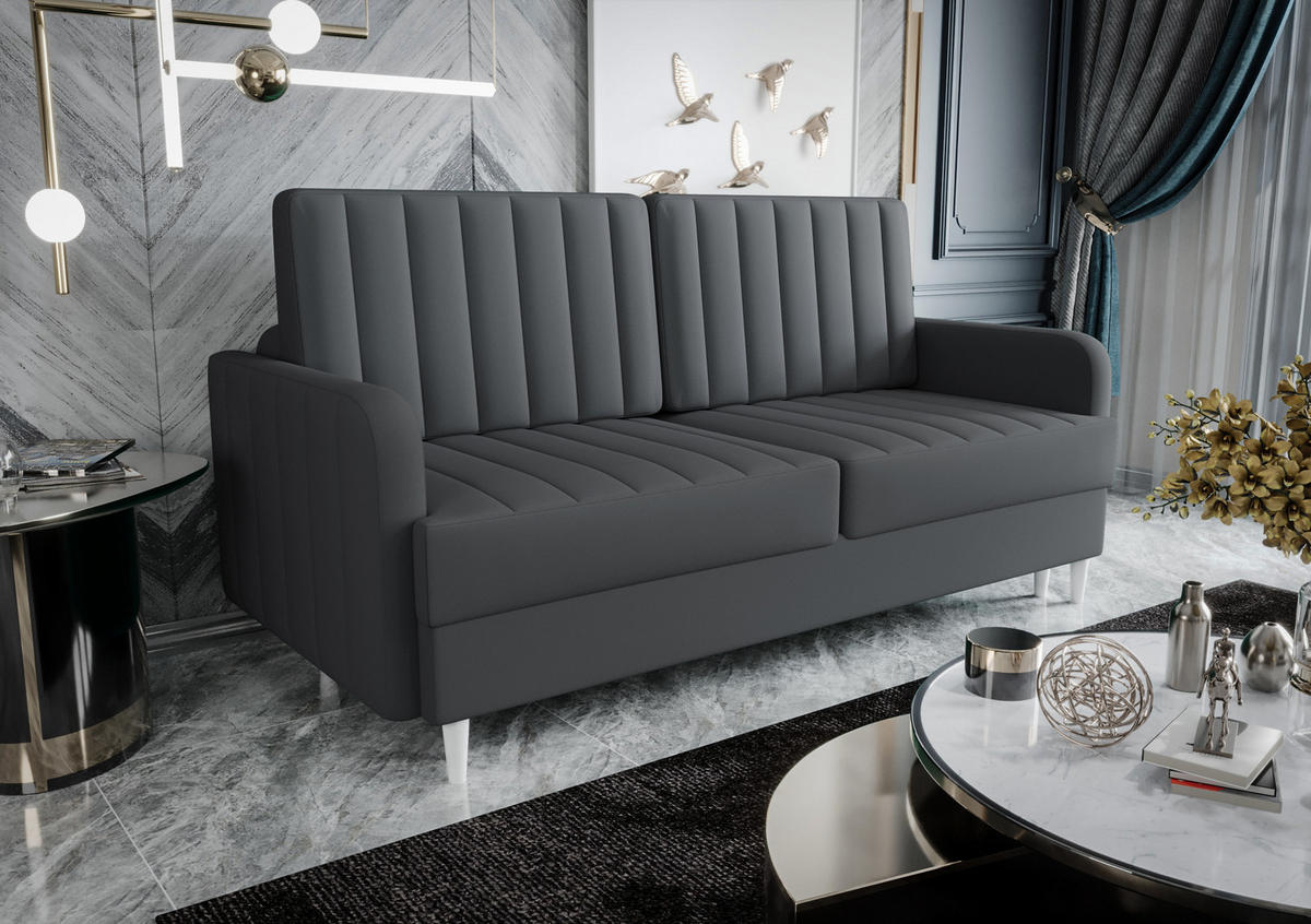 SCHLAFSOFA KONGO 08, Sofa mit Schlaffunktion, Farbe: Dunkelgrau, Velourstoff - Dunkelgrau, Textil (222/100/100cm) - O-Sofa