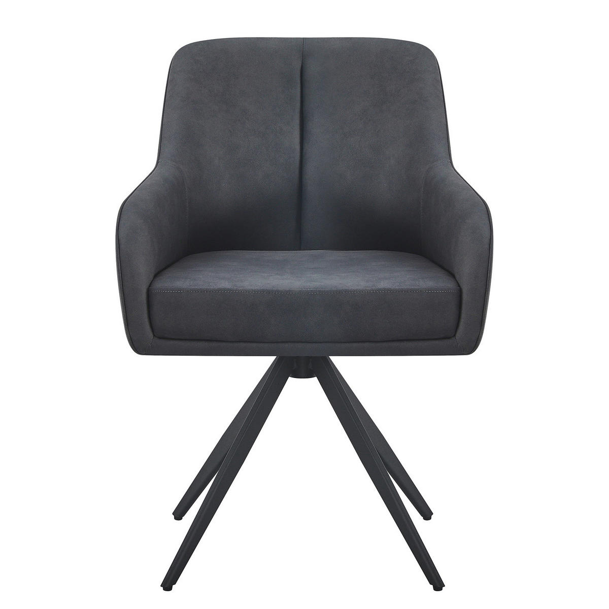 DREHBARER ARMLEHNENSTUHL - 2er-Set - Grau, Textil/Metall (62/83/62cm) - home24