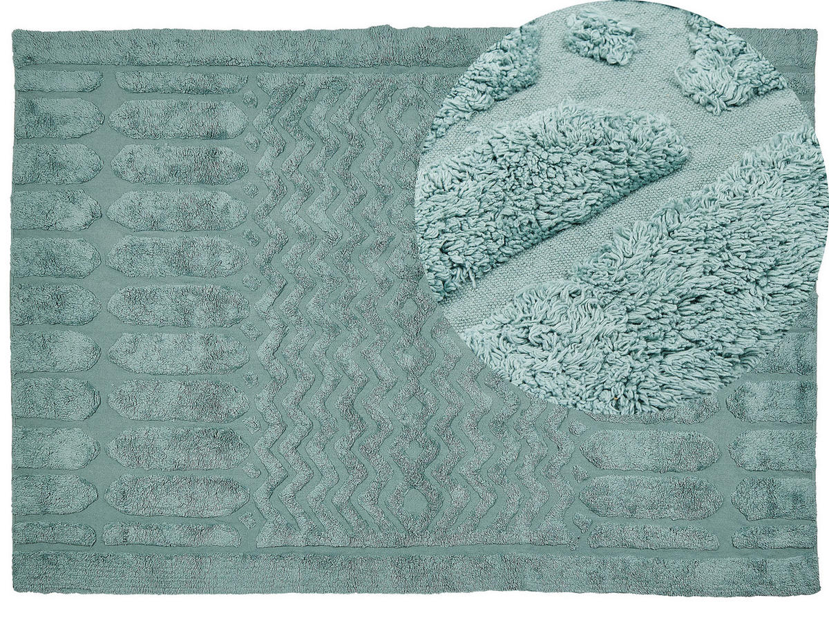 KURZFLOR-TEPPICH Sirnak 230/160 cm - Grün, Textil (160/230cm) - Beliani