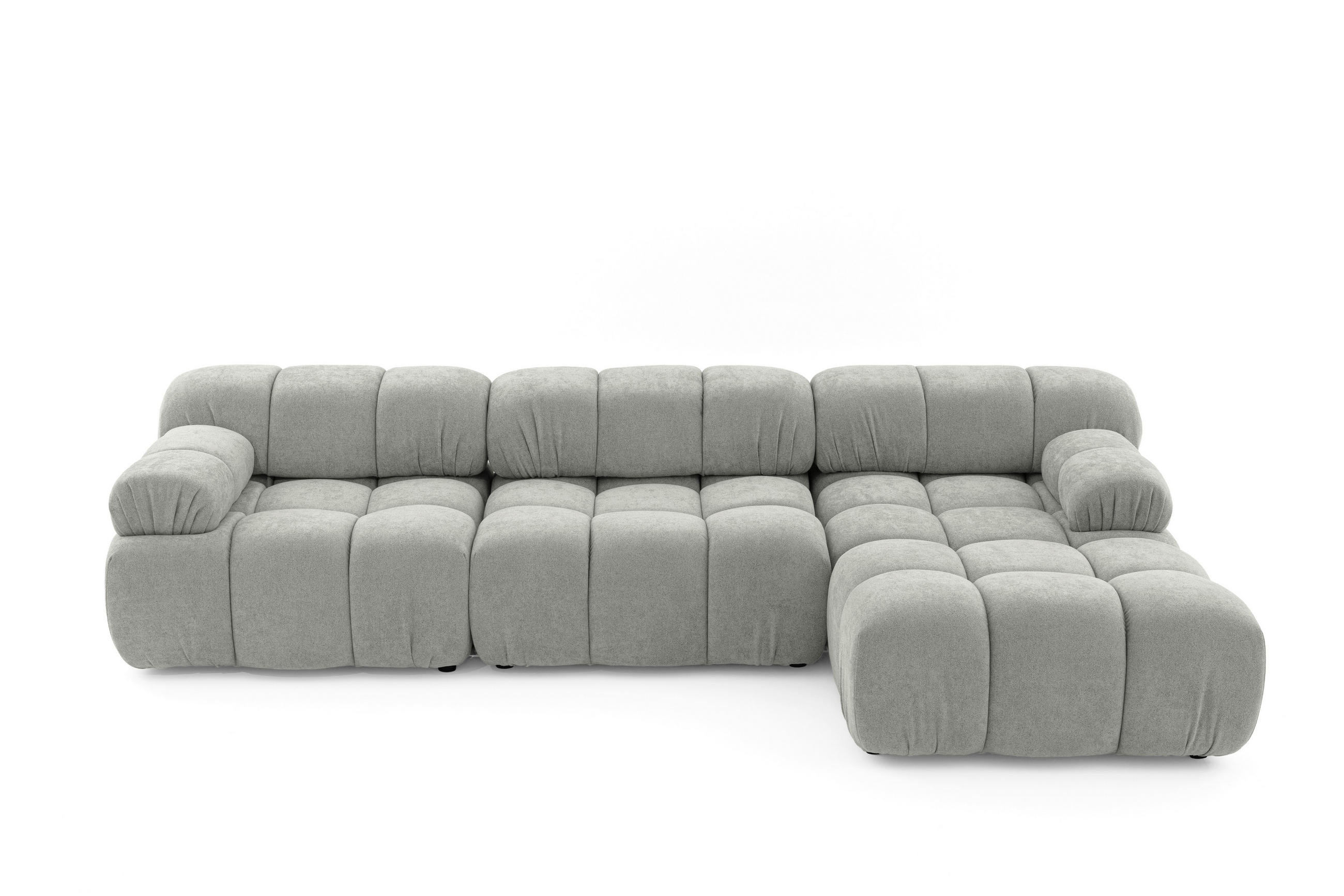 MODULARES Ecksofa MOMENTUM L, Rechts, Breite 282 cm, strukturierter Stoff, Grau - Chromfarben/Grau, Holz/Textil (155/282cm) - Muffo