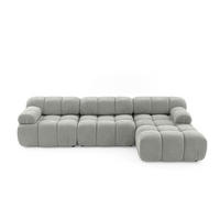 MODULARES Ecksofa MOMENTUM L, Rechts, Breite 282 cm, strukturierter Stoff, Grau - Chromfarben/Grau, Holz/Textil (155/282cm) - Muffo