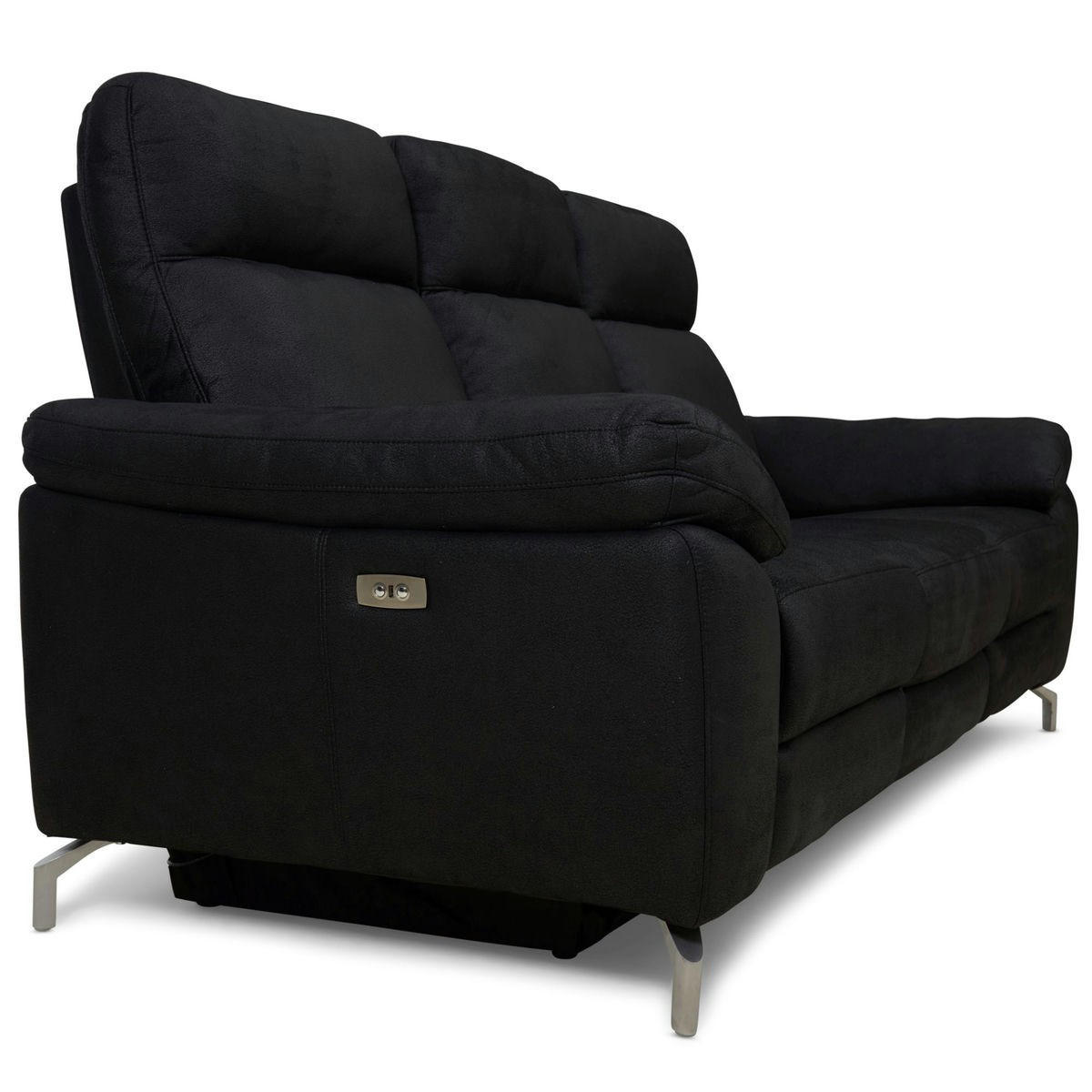 DREISITZER-SOFA Mikrofaser Schwarz - Schwarz, Leder/Metall (222/101/96cm) - Furnhouse
