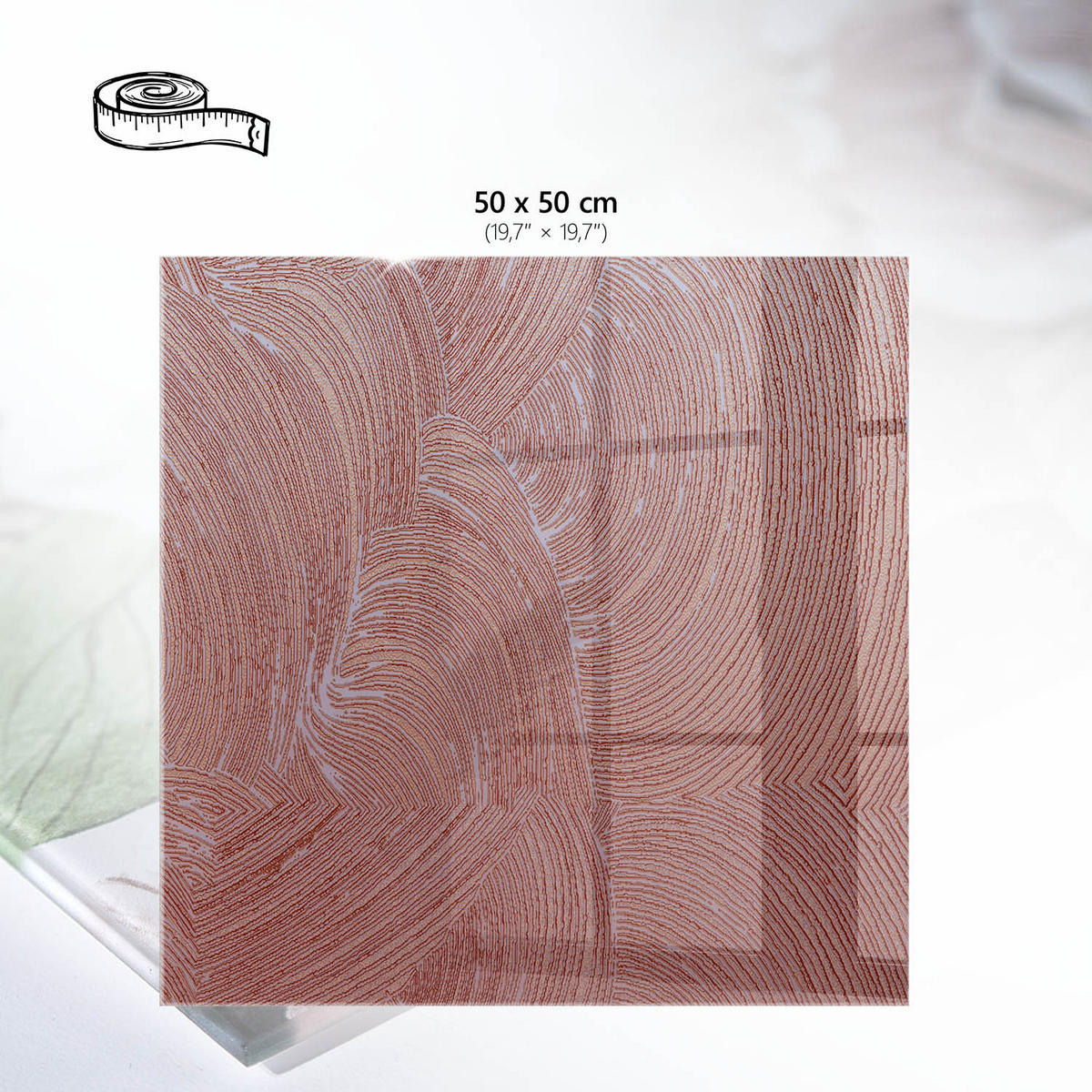 TISCHPLATTE 50x50 cm – Komplizierte Muster - Beige, Glas (50/50/0.4cm) - Wallfluent
