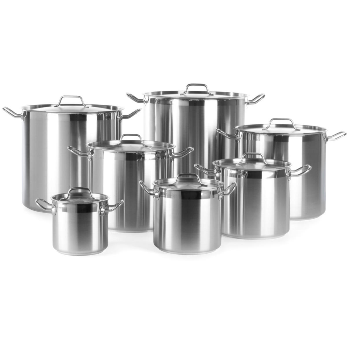 PROFI Line hoher Topf mit Deckel, Sandwichboden, 70 l, Durchmesser 450 x 450 mm - Hendi 832929 - Schwarz/Weiß, Metall (25/30/25cm) - Hendi