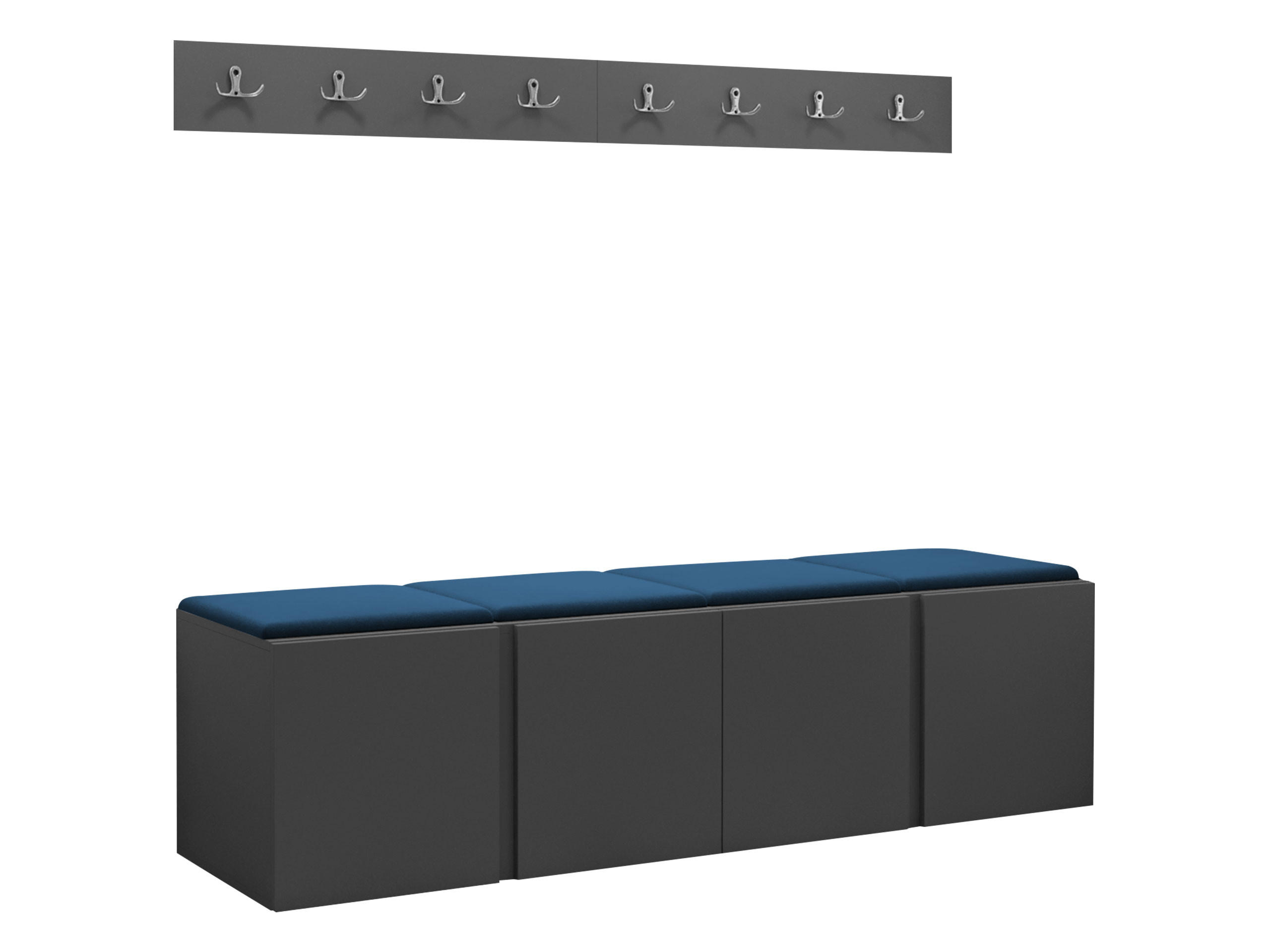 GARDEROBEN-SET Orion VII - Blau/Graphitfarben, Holzwerkstoff/Kunststoff (168/42/46cm) - MIRJAN24