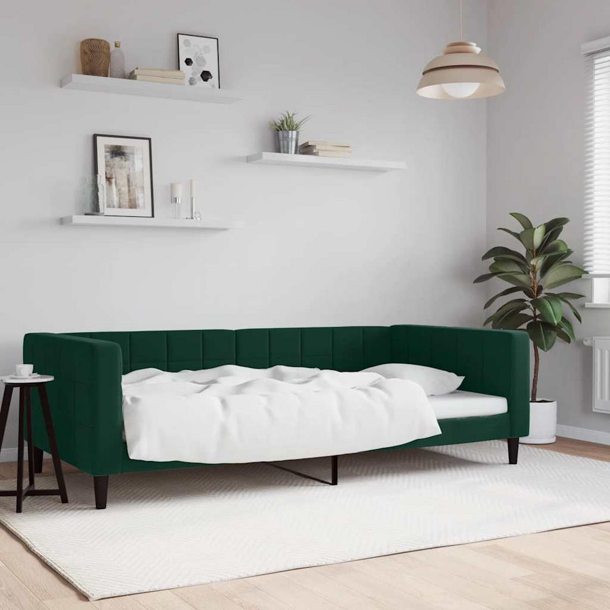 TAGESBETT Dunkelgrün 100/200 Cm Samt - Grün, Textil (100/200cm) - vidaXL