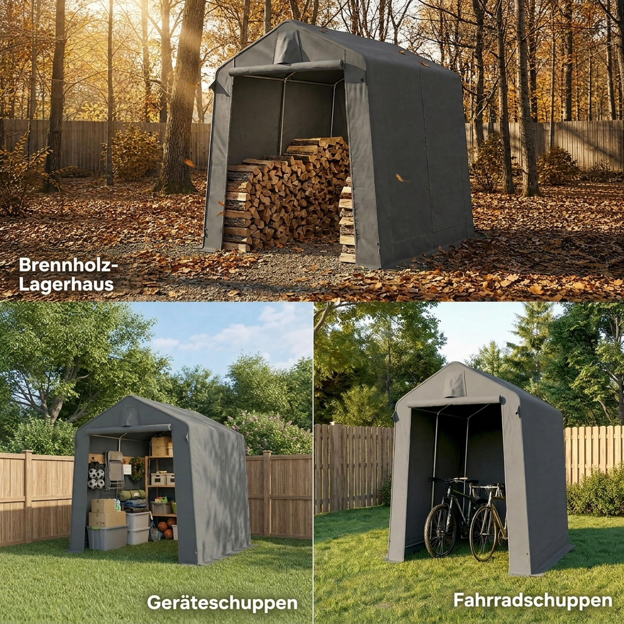 Outsunny Garagenzelt Dunkelgrau 190x220x230 cm