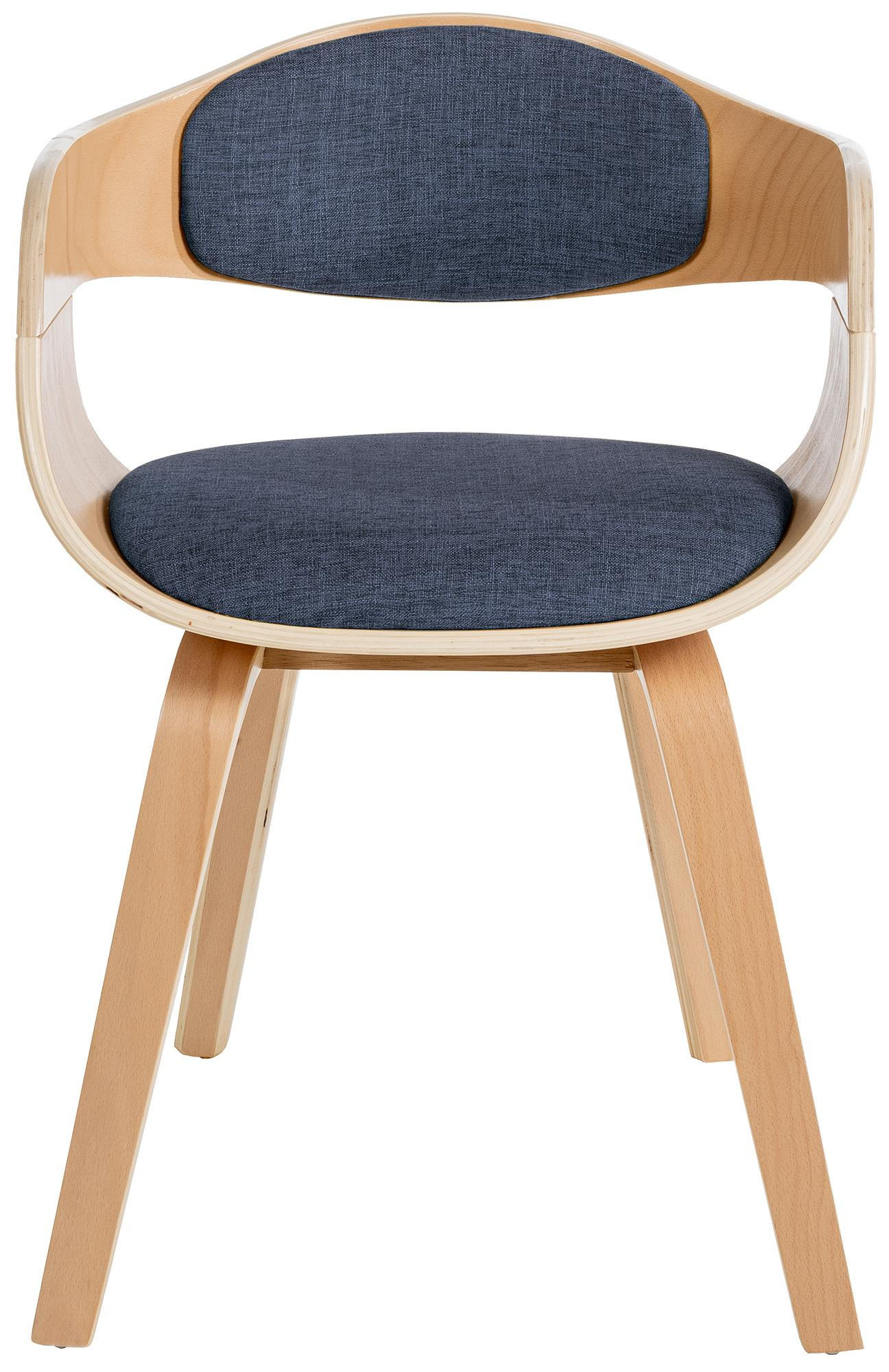 ARMLEHNENSTUHL Stoff Natura/Blau - Blau/Eukalyptusholzfarben, Holz/Textil (49/73/46cm) - CLP