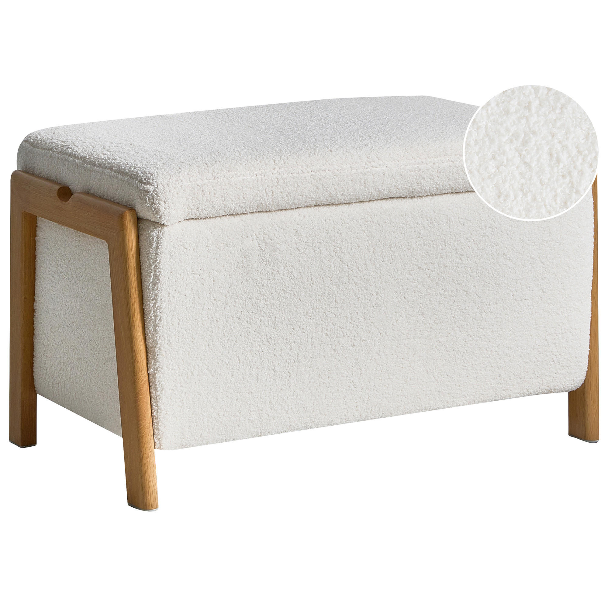 POLSTERBANK mit Stauraum Bouclé Weiß Edland - Weiß/Braun, Textil/Metall (75/44/43cm) - Beliani