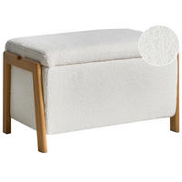 POLSTERBANK mit Stauraum Bouclé Weiß Edland - Weiß/Braun, Textil/Metall (75/44/43cm) - Beliani