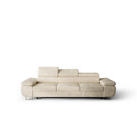 SCHLAFSOFA PRAGA 3, Sofa mit Schlaffunktion, Farbe: Beige, Velourstoff - Beige, Textil (276/90/100cm) - O-Sofa