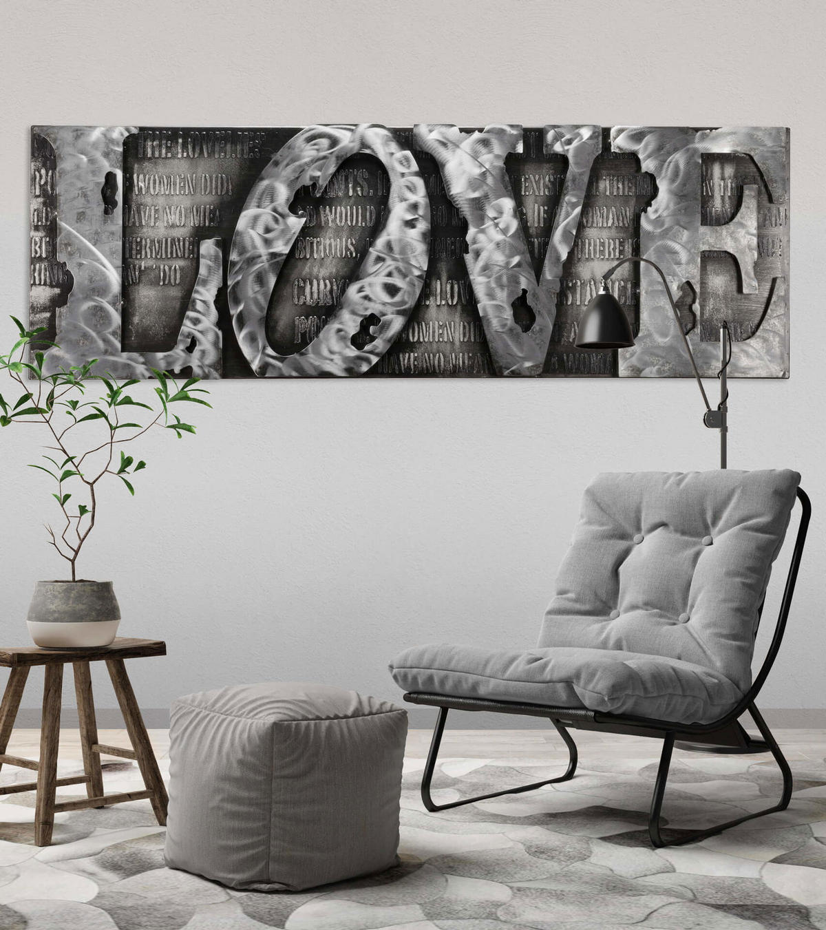 METALLBILD Grau 144/44 cm - Grau, Metall (6/44cm) - KUNSTLOFT
