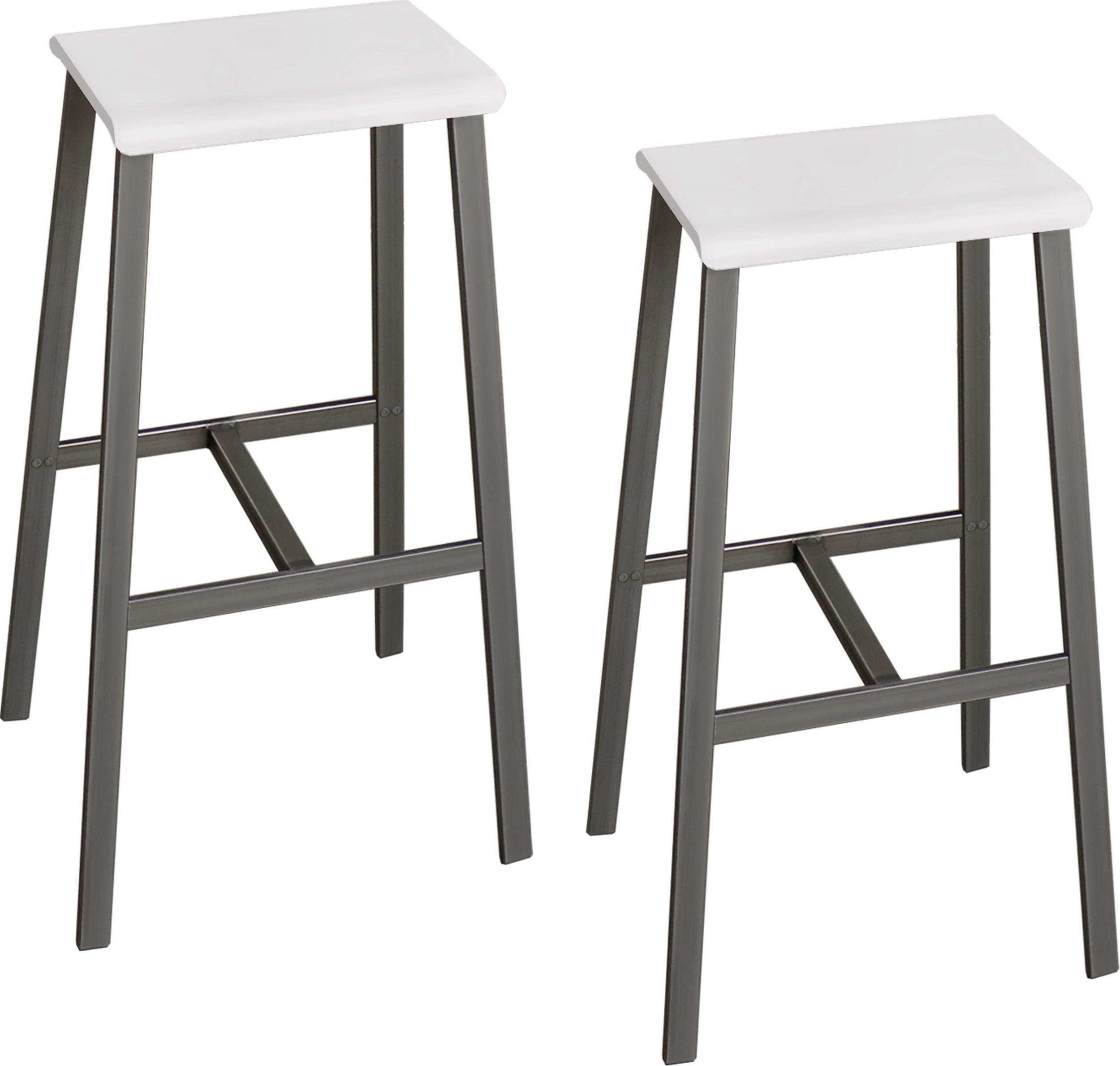 BARHOCKER Industrial-Look (2er-Set) 26/35/77 cm in Weiß/Rohstahl - Weiß, Holzwerkstoff (35/77/26cm) - bümö