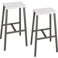 BARHOCKER Industrial-Look (2er-Set) 26/35/77 cm in Weiß/Rohstahl - Weiß, Holzwerkstoff (35/77/26cm) - bümö