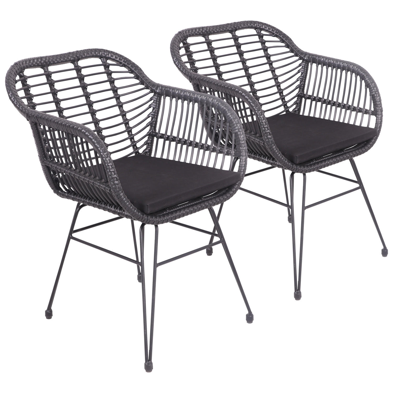 SESSEL Cinta Schwarz 2er-Set - Schwarz, Kunststoff (56/84/60cm) - Happy Garden
