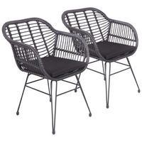 SESSEL Cinta Schwarz 2er-Set - Schwarz, Kunststoff (56/84/60cm) - Happy Garden