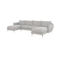 WOHNLANDSCHAFT Elou Silber Luxusmicrofaser - Chromfarben/Silberfarben, Textil/Metall (349/87/167cm) - S-Style Möbel