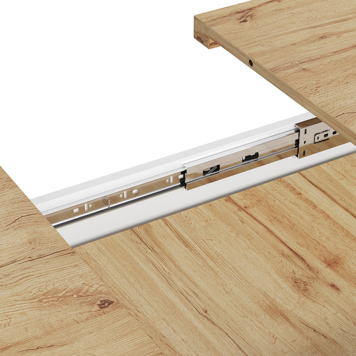 ESSTISCH in Holzoptik Ausziehbarer Küchentisch mit Stauraum und LED, für Küche & Esszimmer - Weiß, Holzwerkstoff (80/110/75cm) - STILVORA