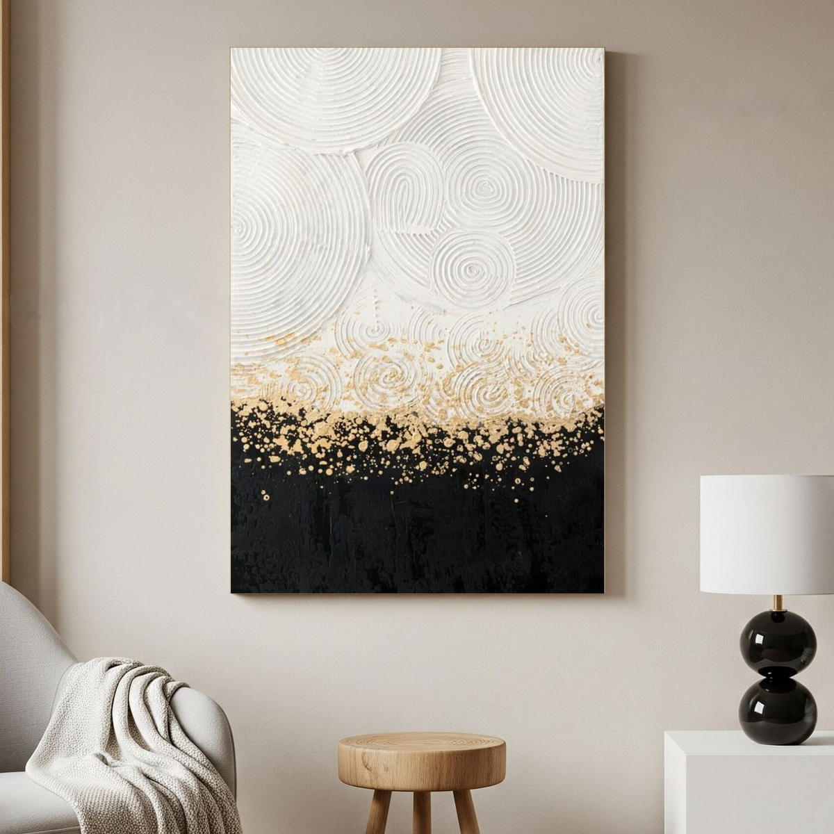 ACRYLBILD HANDGEMALT 60/90 cm - Schwarz/Weiß, Holz/Textil (60/90cm) - KUNSTLOFT