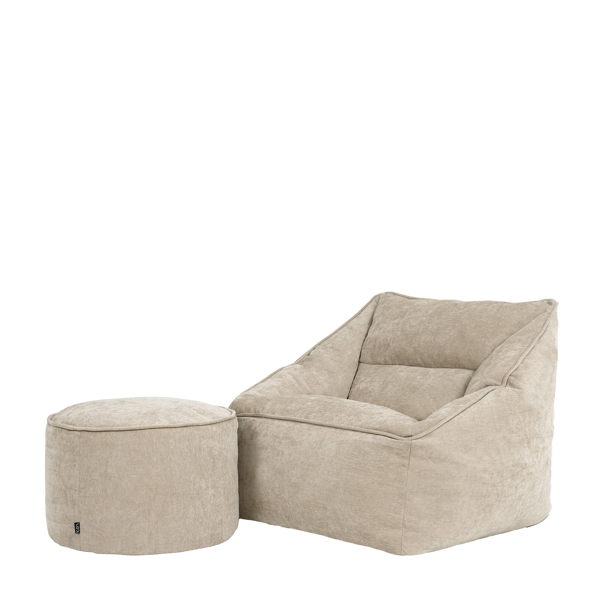 SITZSACK Chenille-Sessel icon Natalia und Fußhocker-Sitzsack Milano im 2-teiligen Set, naturfarben - Beige, Kunststoff/Textil (100/80/88cm) - icon