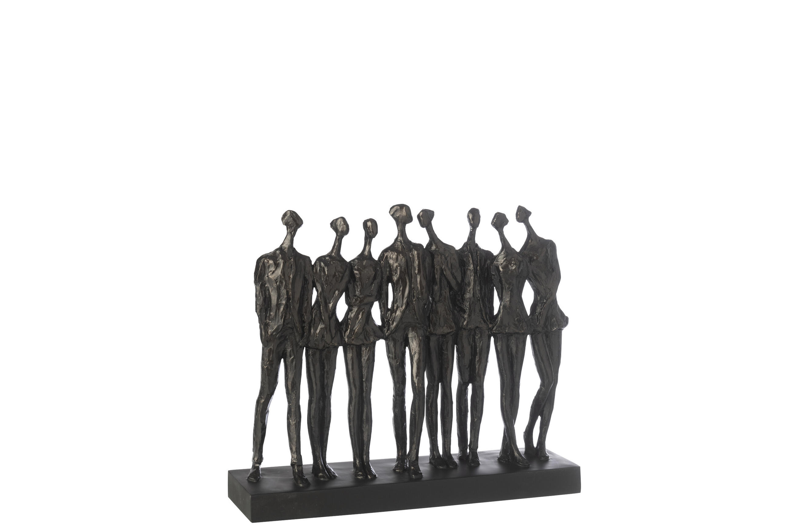 FIGUR AUF FUß 8 MENSCHEN Schwarz - Schwarz, Glas/Naturmaterialien (12/38/44.5cm) - J-Line
