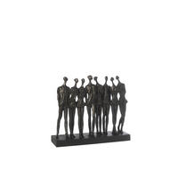 FIGUR AUF FUß 8 MENSCHEN Schwarz - Schwarz, Glas/Naturmaterialien (12/38/44.5cm) - J-Line