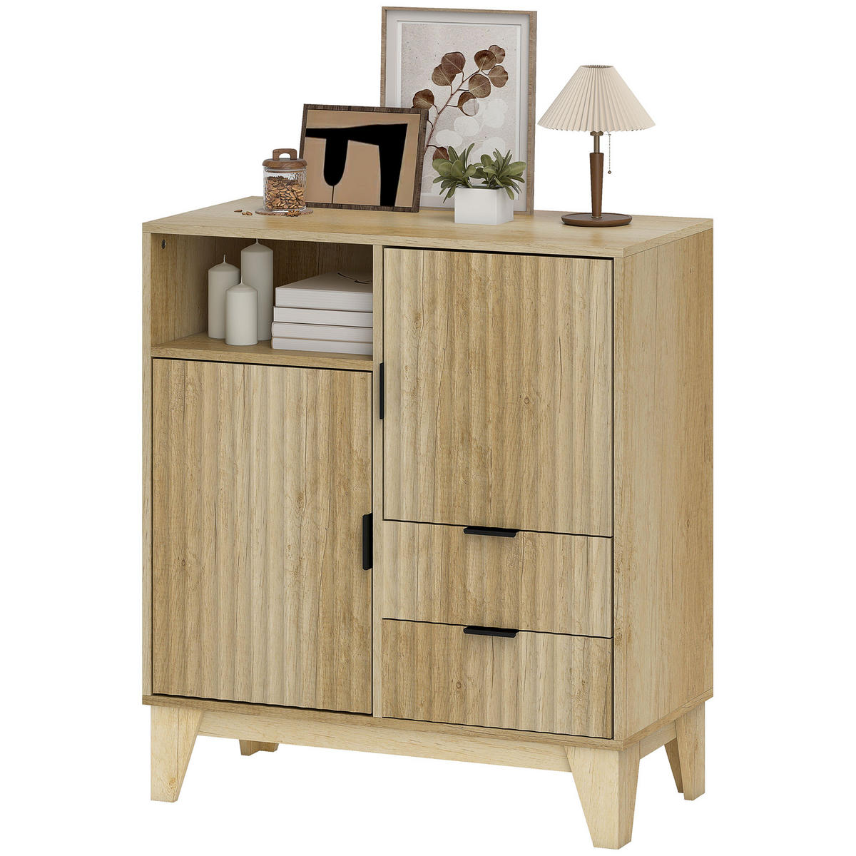 SIDEBOARD Naturfarben, 2 Türen, 2 Schubladen, 80/40/90 cm - Naturfarben, Holz (80/90/40cm) - PANGIVO