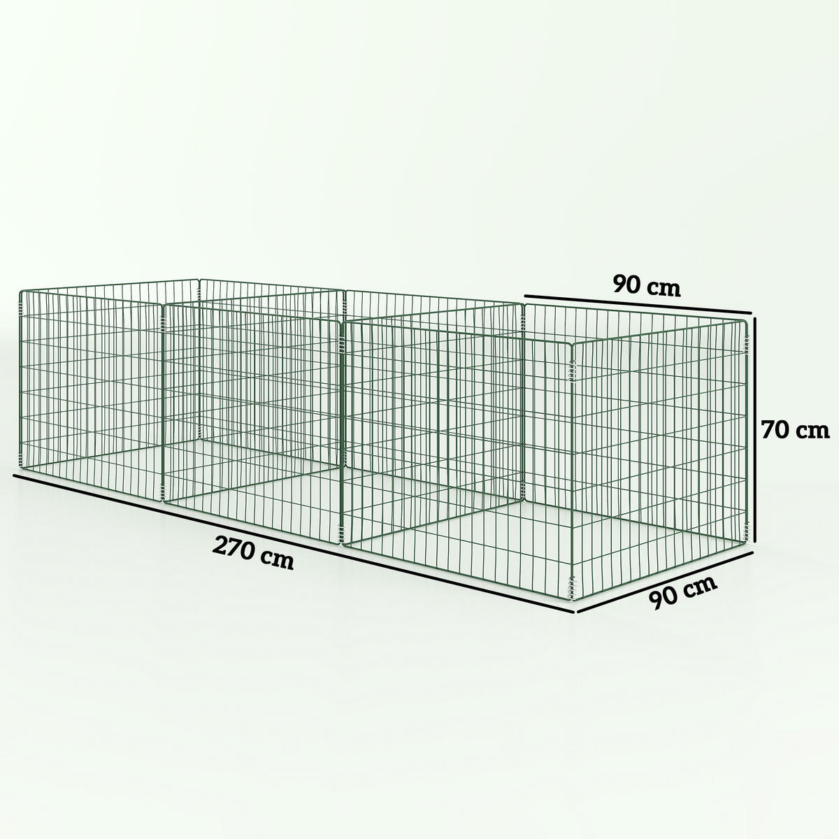 KOMPOSTER DE-10053 3-teilig, 1680 Liter Grün - Grün, Metall (90/70/270cm) - ComfortXL