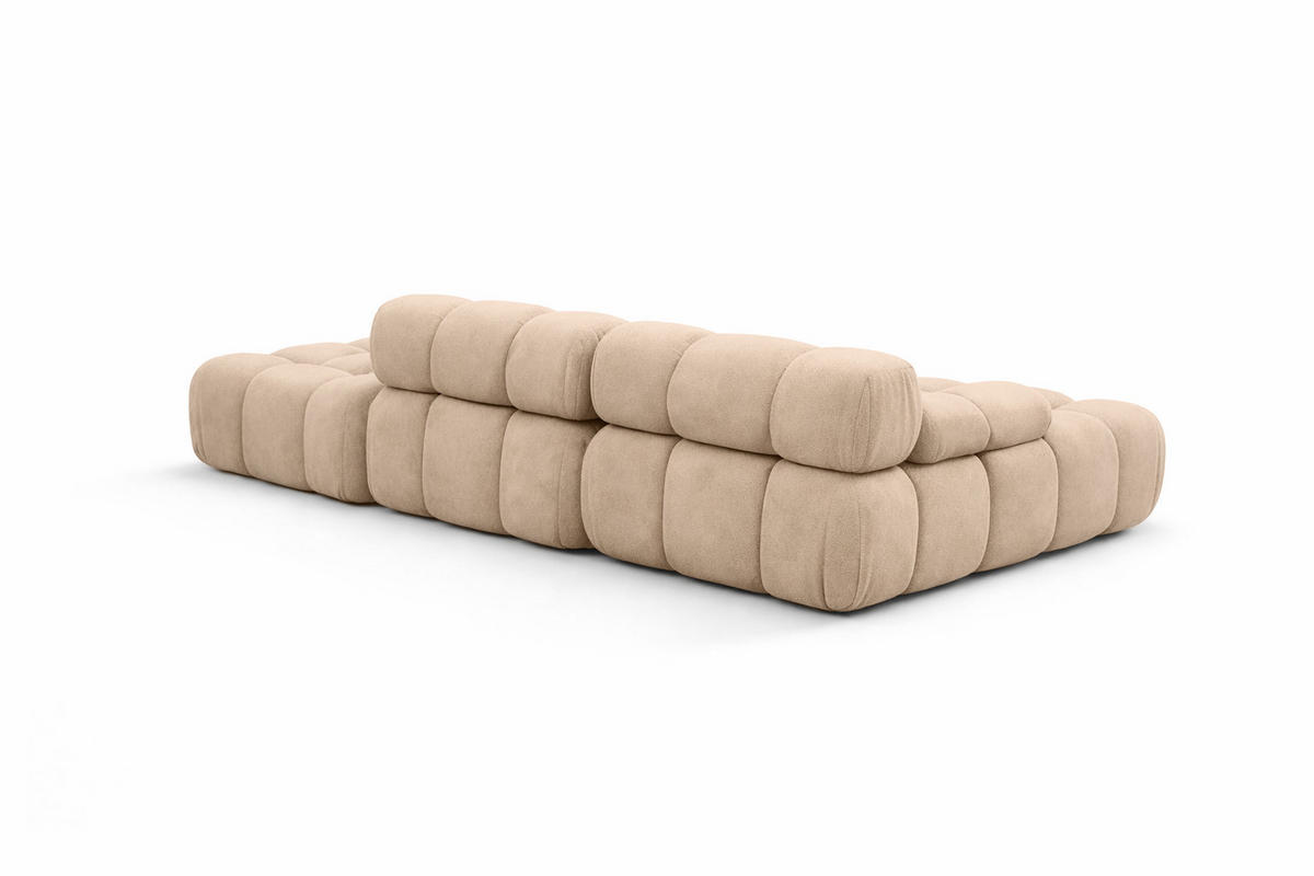ECKSOFA L-Form Modular Mit Hocker, Veloursstoff Salvador, Beige, Rechts, Selia - Beige, Holz (285/160cm) - Kaiser Möbel