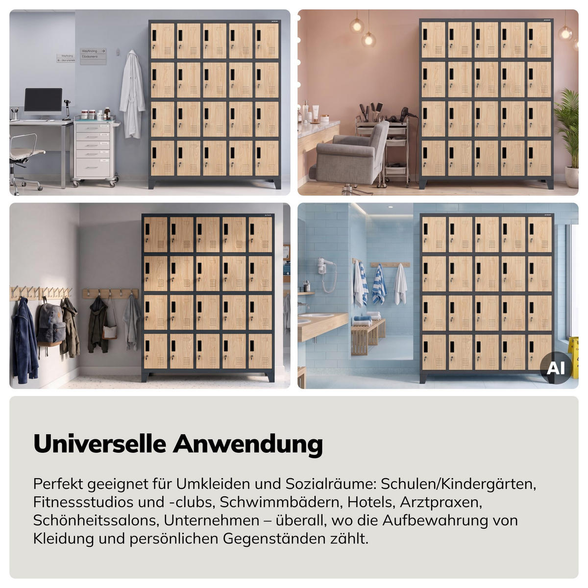 ARBEITSSCHUTZ-SPINDSCHRANK ROBERT 172x136x45 cm - Anthrazit/Sonoma Eiche, Metall (136/172/45cm) - Jan Nowak