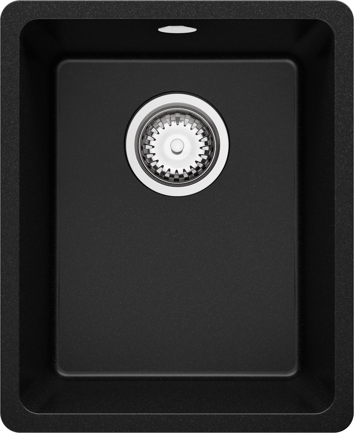 SPÜLBECKEN Venedig Slim Easy, 2-er set Schwarz 36/44 cm 1 Becken + Ablauf-Set ab 40er Unterschrank - Chromfarben/Schwarz, Kunststoff (36/20/44cm) - Primagran