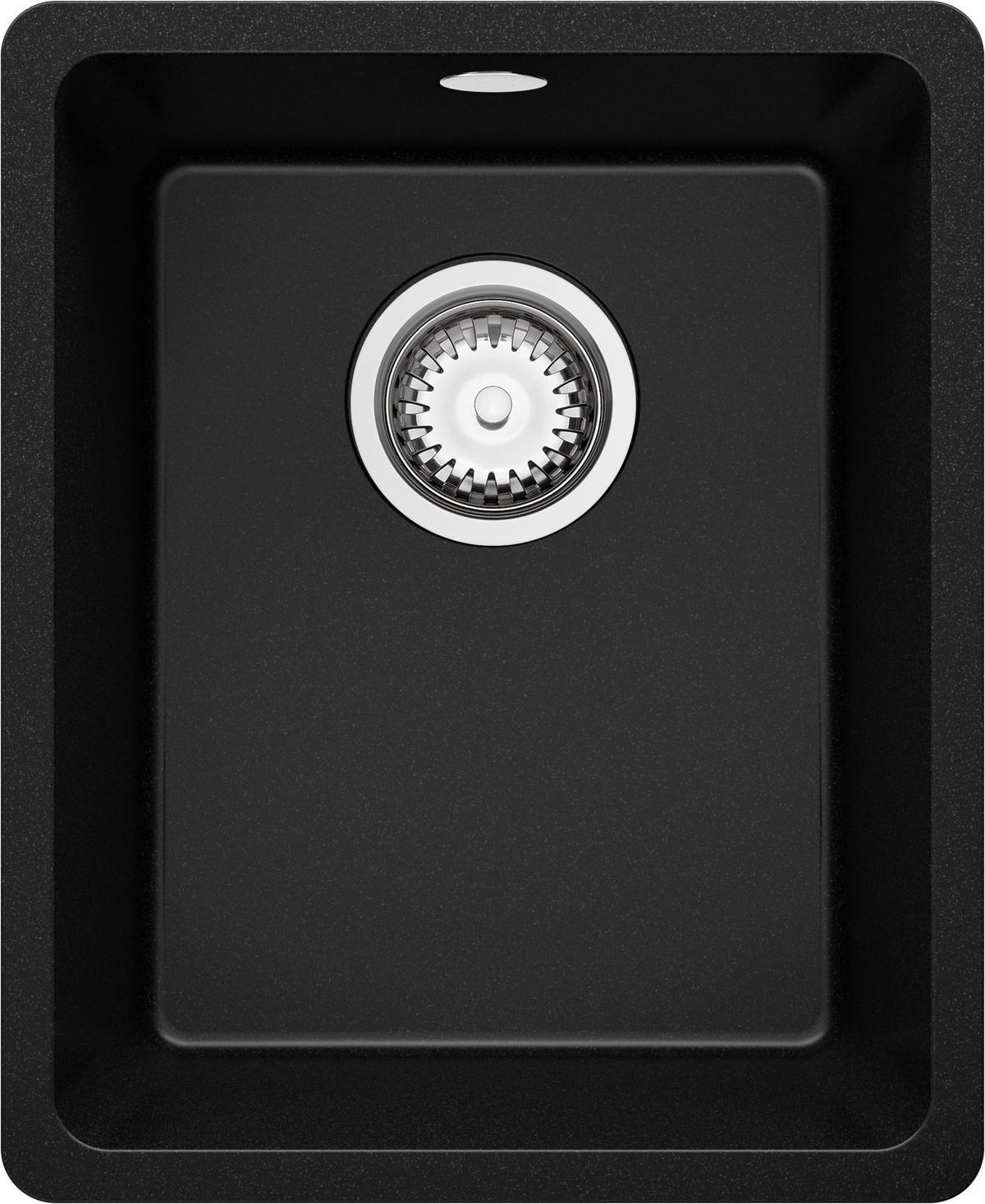 SPÜLBECKEN Venedig Slim Easy, 2-er set Schwarz 36/44 cm 1 Becken + Ablauf-Set ab 40er Unterschrank - Chromfarben/Schwarz, Kunststoff (36/20/44cm) - Primagran