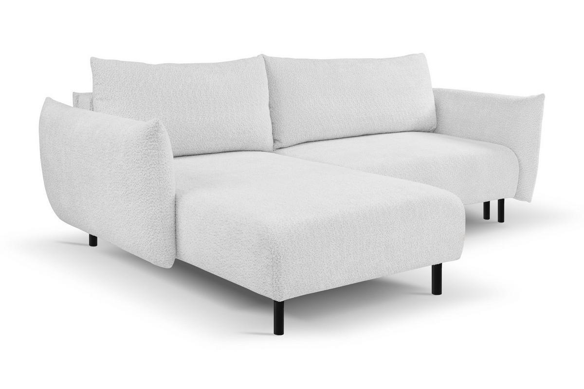 ECKSOFA ADEL mit Schlaffunktion und Bettkasten, L-förm, Metallbeine, verstellbar lose Rückenkissen, freistehend, LINKS, 171x257x90 cm, Silver - Silberfarben, Holz/Textil (171/257cm) - DomoHome