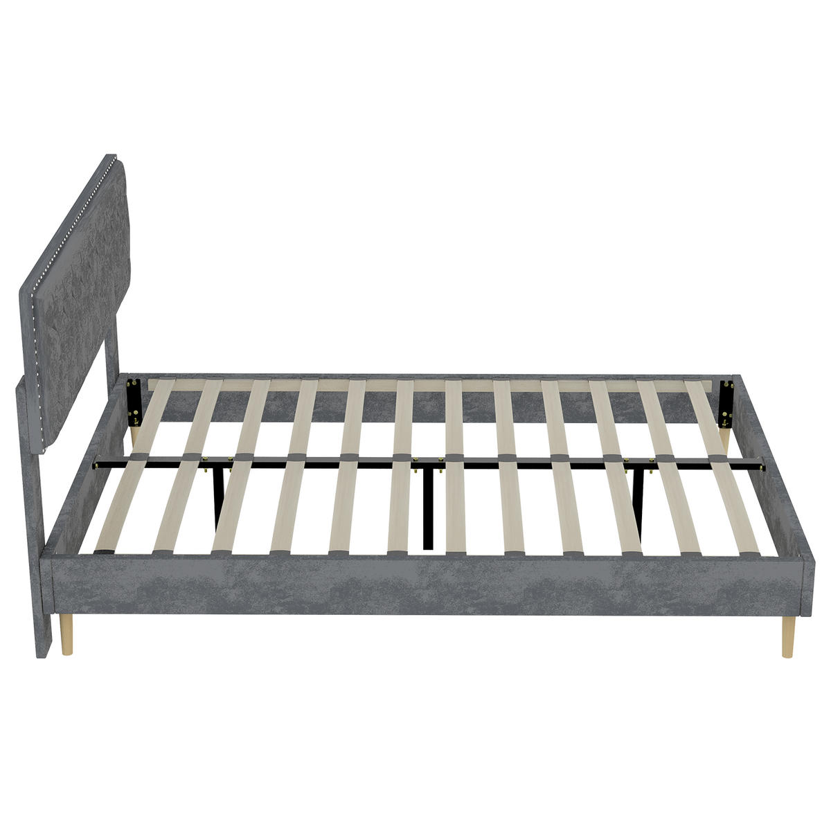 POLSTERBETT 160/200 cm DE-35451 mit weichem Kopfteil Grau - Grau, Metall (160/200cm) - ComfortXL