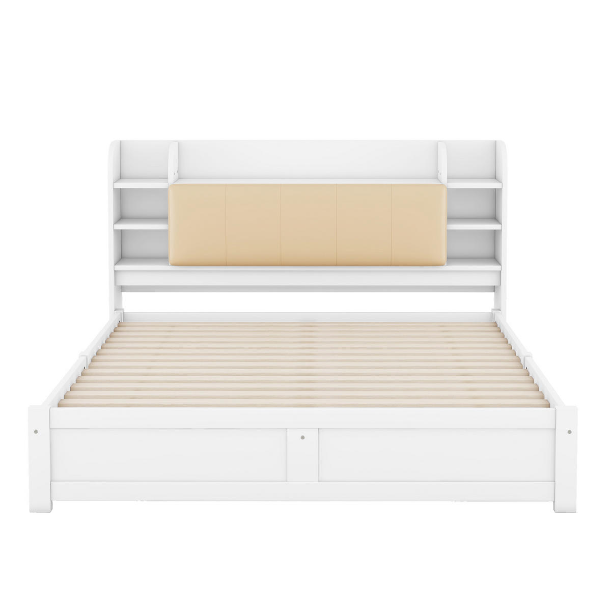 HOLZBETT 180/200 cm aus Kiefernholz mit Stauraum und klappbarem Kopfteil - Weiß, Holz (180/200cm) - OKWISH