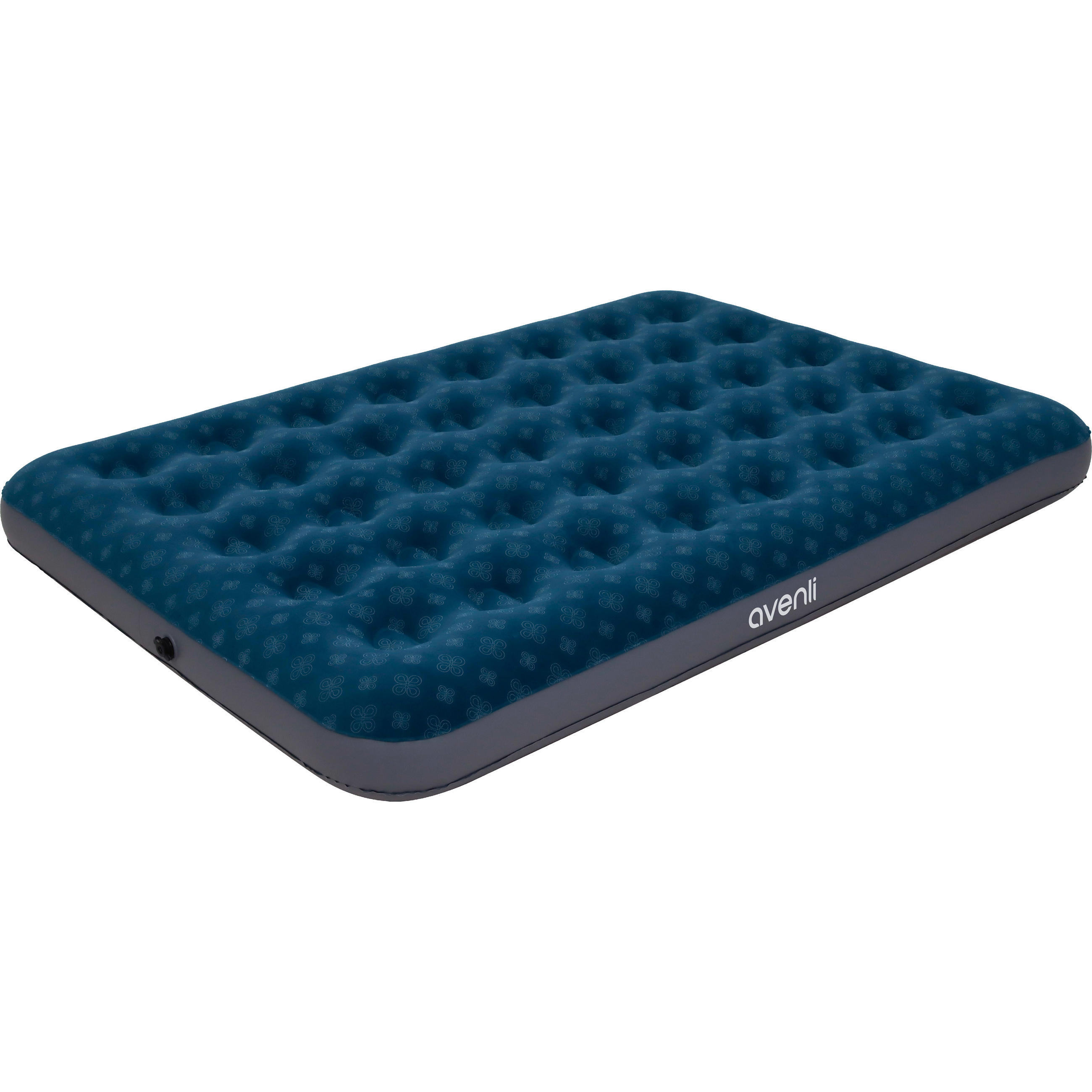 LUFTBETT Luftmatratze Camping 2 Personen 203x183x22cm aufblasbar ohne Pumpe - Blau/Grau, Kunststoff (183/203cm) - Avenli