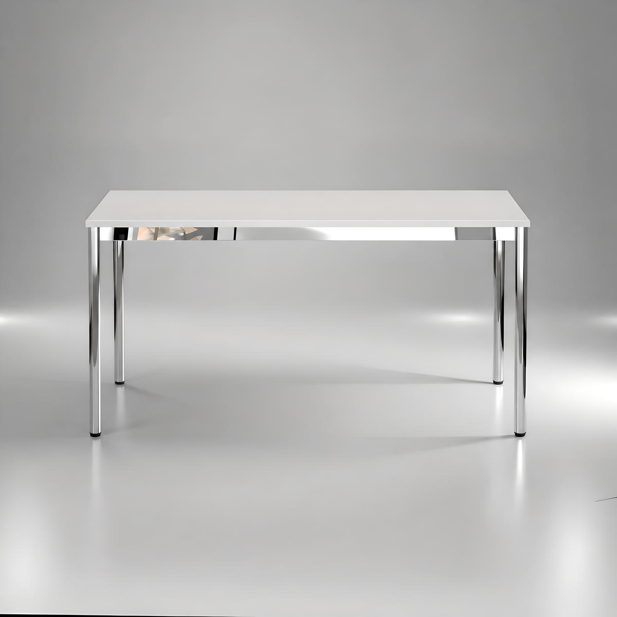 SCHREIBTISCH VST1 150 x 90 cm Lichtgrau – höhenverstellbar - Chromfarben/Grau, Holzwerkstoff (150/90/75.5cm) - Versee