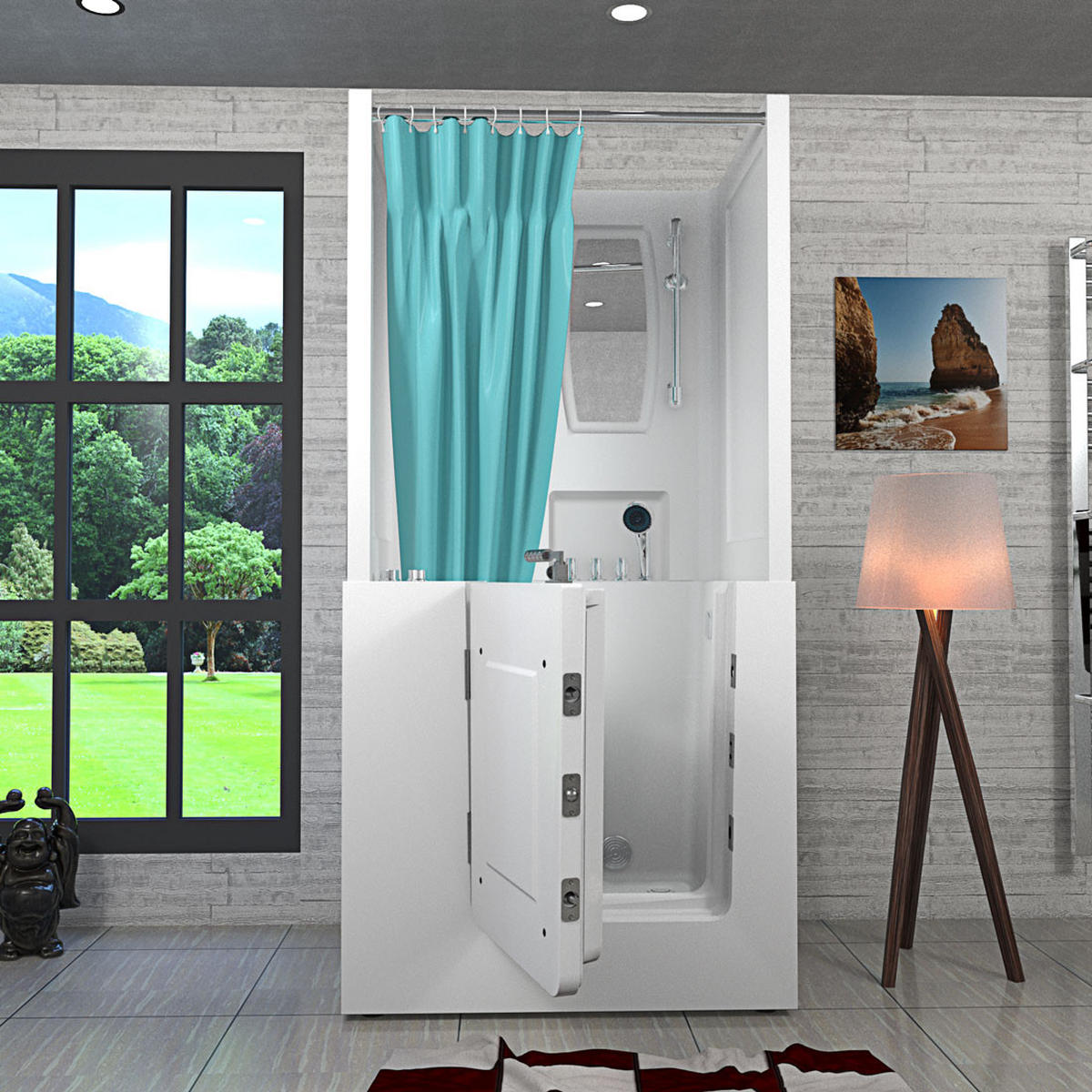 DUSCHE Whirlpool mit Tür S02D-WP-TH-B-L - Weiß, Glas/Kunststoff (100/78/205cm) - AcquaVapore by Sandra Jentho