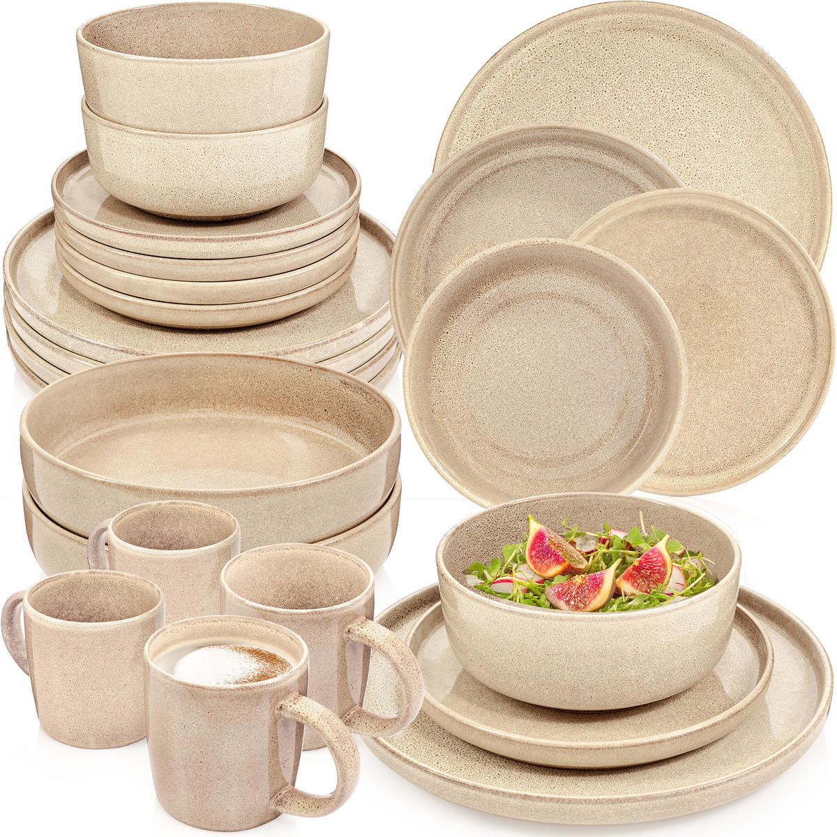 TAFELSERVICE KAIRO MOCHA - 30 teilig aus Steingut - Beige, Keramik (70/30/70cm) - Sänger