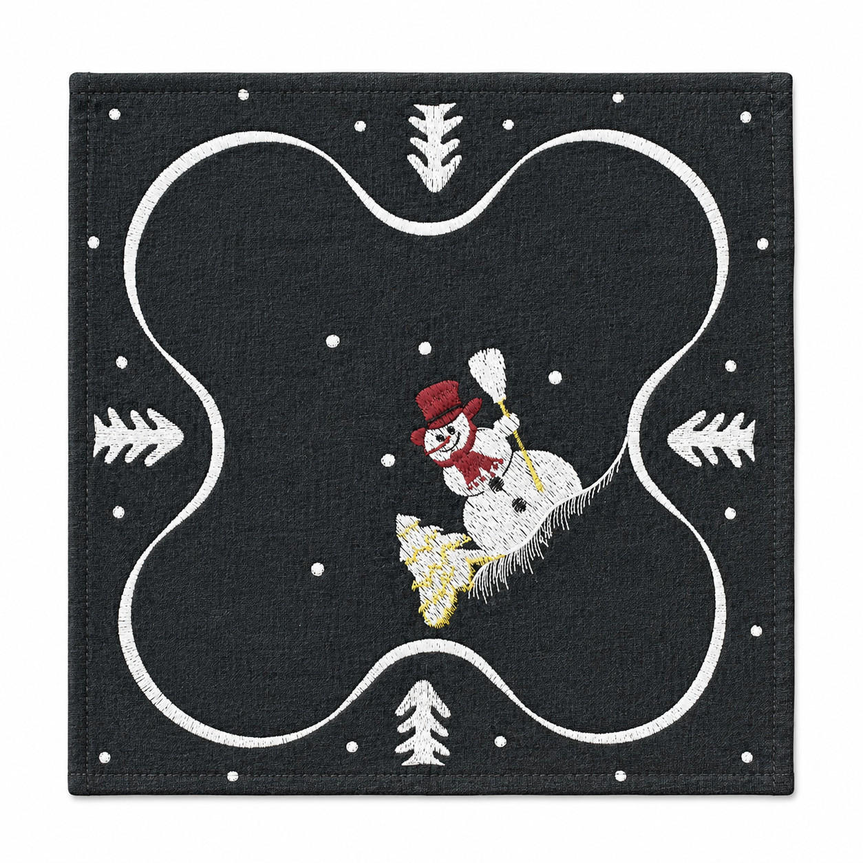 PLATZSET Weihnachten Schneemann 35/35 cm Leinenoptik - Weiß/Grau, Textil (35/35cm) - TiborTex