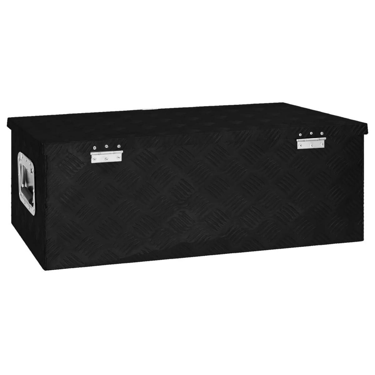 ALUMINIUMBOX mit Deckel Metallkiste 80x39x30 cm Schwarz - Schwarz, Metall (80/30/39cm) - DELUKE
