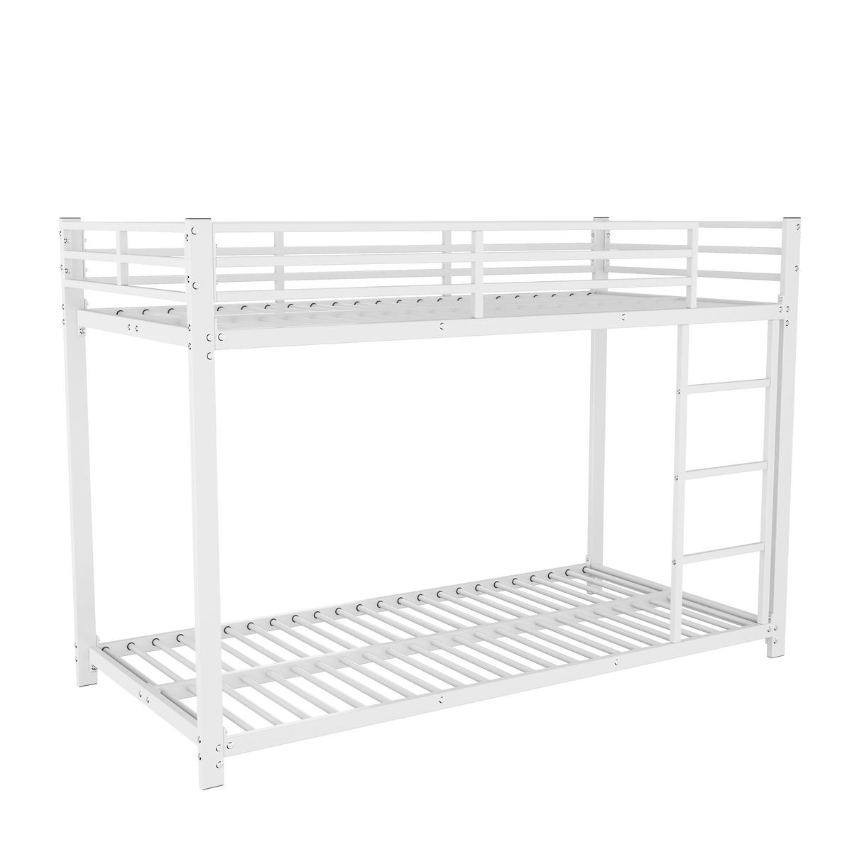 ETAGENBETT 90/200 cm Metall Weiß mit Sicherheitsleisten - Weiß, Metall (90/200cm) - OKWISH