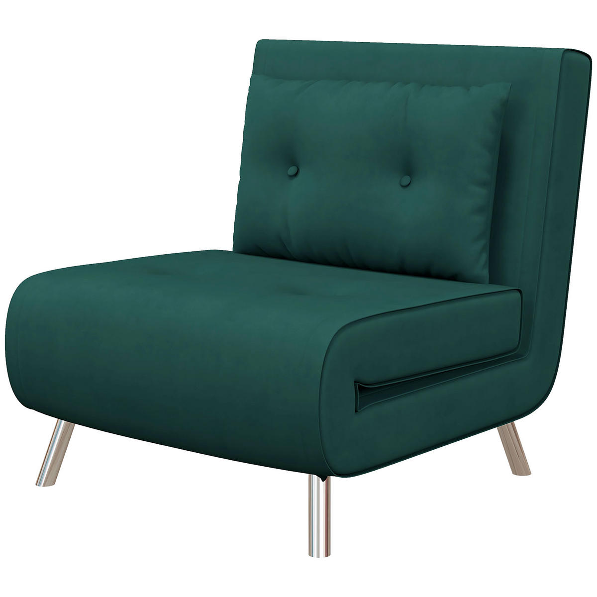 SCHLAFSESSEL DE-08267 3-in-1 mit Knopfheftung, Leinenoptik Grün - Dunkelgrün, Metall (88/83/77cm) - ComfortXL