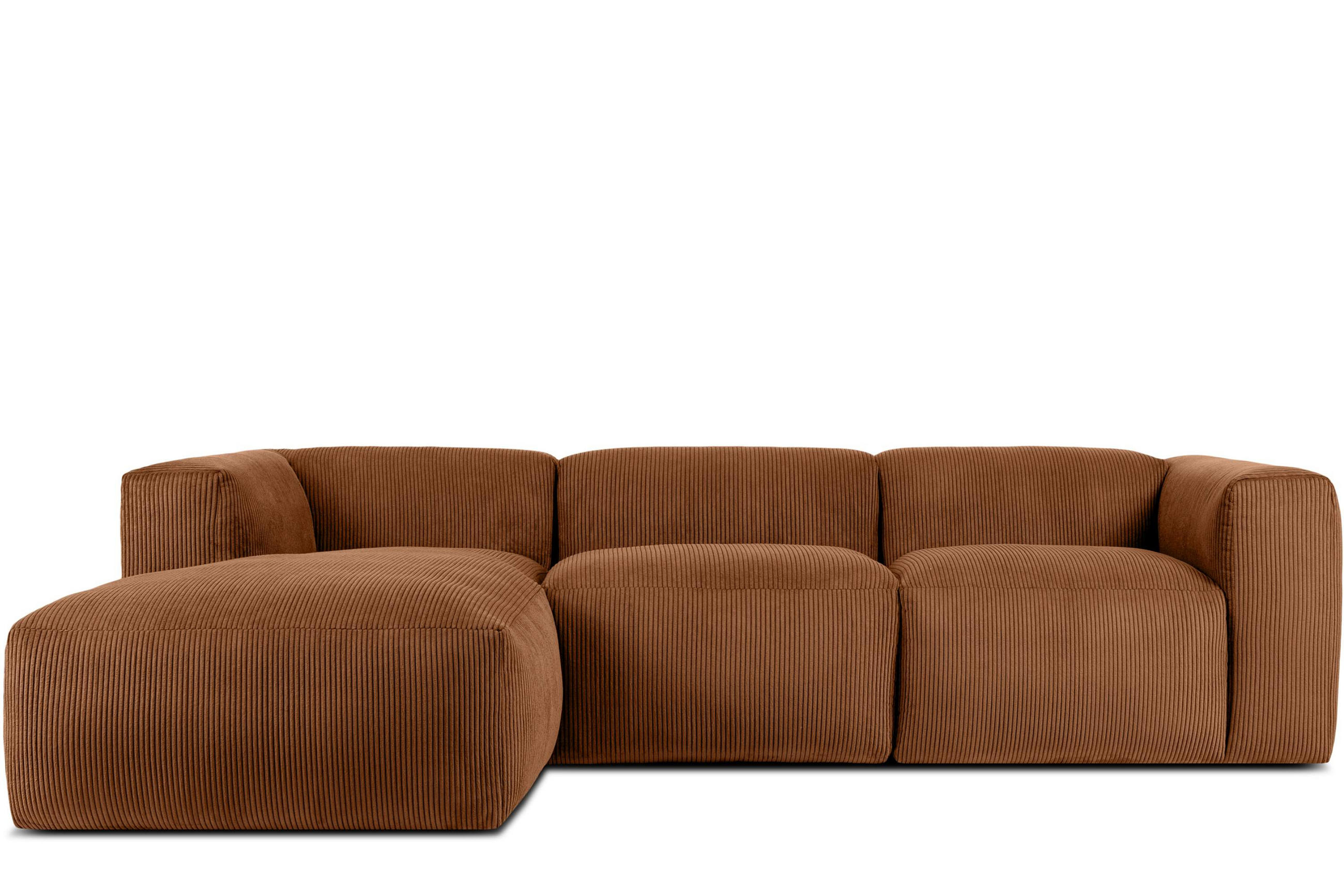 ECKMODULSOFA-LINKS BUFFO mit extrem weicher und bequemer Sitzfläche, Kordstoff, ore - Orange, Textil (297/180cm) - KONSIMO®