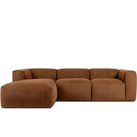 ECKMODULSOFA-LINKS BUFFO mit extrem weicher und bequemer Sitzfläche, Kordstoff, ore - Orange, Textil (297/180cm) - KONSIMO®